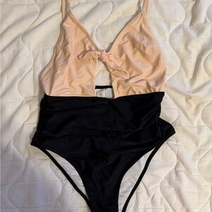 Cupshe Pink and Black One Piece Swimsuit